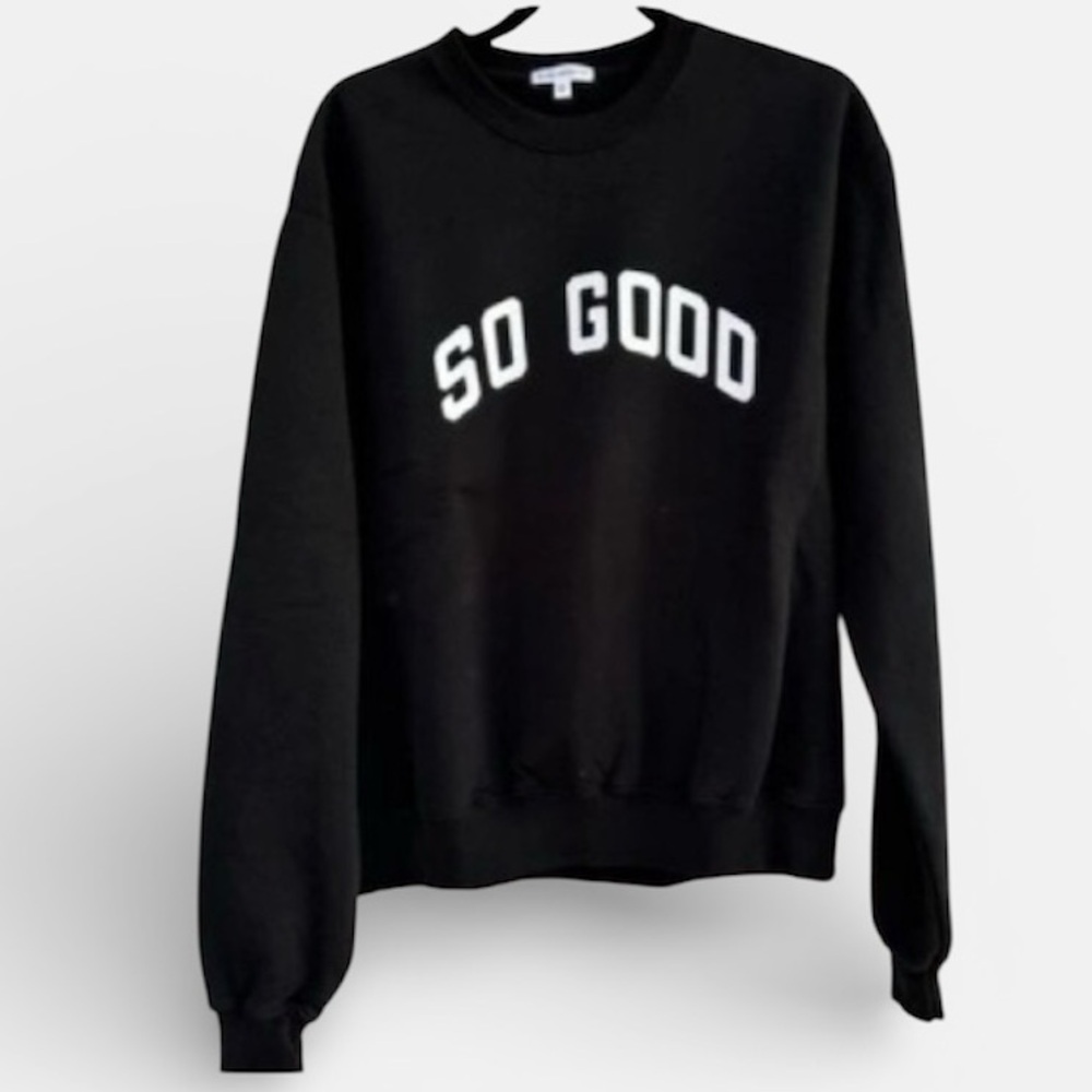 NEW Good American So Good‎ Graphic Sweatshirt Black Crewneck Pullover Small
